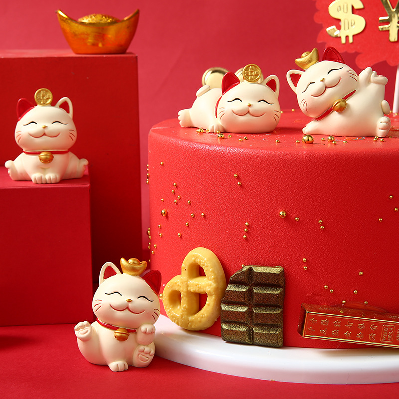 Office Home Decoration New Store Opening Creative Fortune Cat Small Car Center Console Decoration Nordic Blind Box
