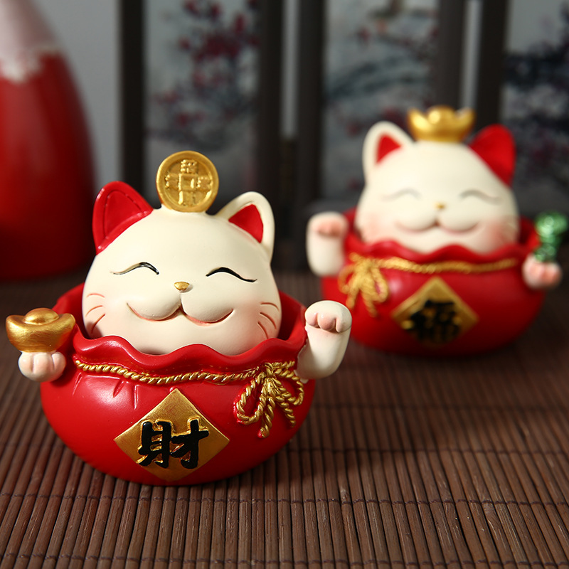 Office Home Decoration New Store Opening Creative Fortune Cat Small Car Center Console Decoration Nordic Blind Box