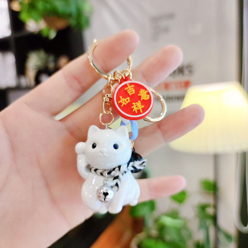 Acrylic Pearl Fortune Cat Keychain Couple Men and Women Handbag Pendant Wholesale Little Creative Gifts Gift Acrylic Pearl Fortune Cat Keychain Couple Men and Women Handbag Pendant Wholesale Little Creative Gifts Gift