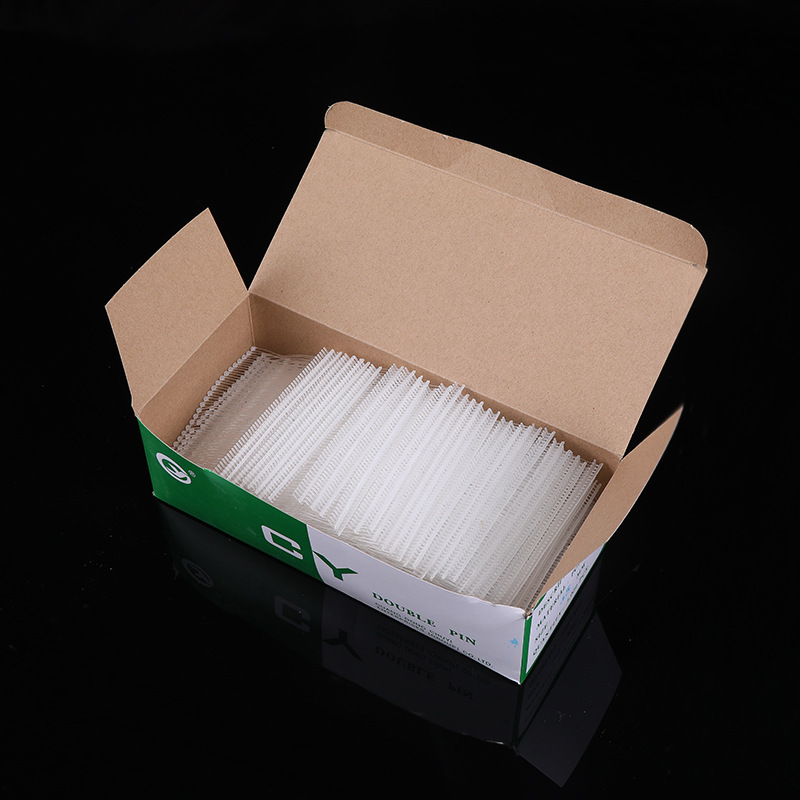 Factory Direct Sales Transparent Double Needle Row Rivets Twin Pin Header Pp Clothing Hang Rope Fine Glue Needle Plastic Clothing Accessories