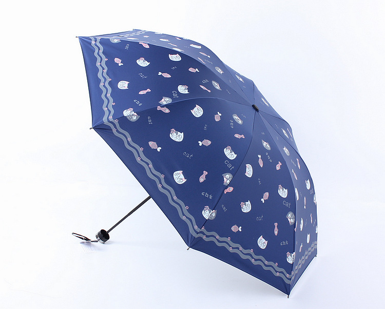 Fortune cat cartoon three fold eversion umbrella black oprene sun block folding sun umbrella shade umbrella Fortune cat cartoon three fold eversion umbrella black oprene sun block folding sun umbrella shade umbrella