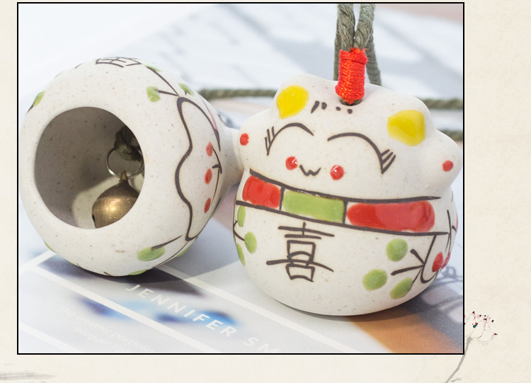 Japanese Style Fortune Cat Ceramic Wind Chimes Car Pendant Door Decoration Jingdezhen Ceramic Trinkets Factory Direct Sales Wholesale Japanese Style Fortune Cat Ceramic Wind Chimes Car Pendant Door Decoration Jingdezhen Ceramic Trinkets Factory Direct Sales Wholesale