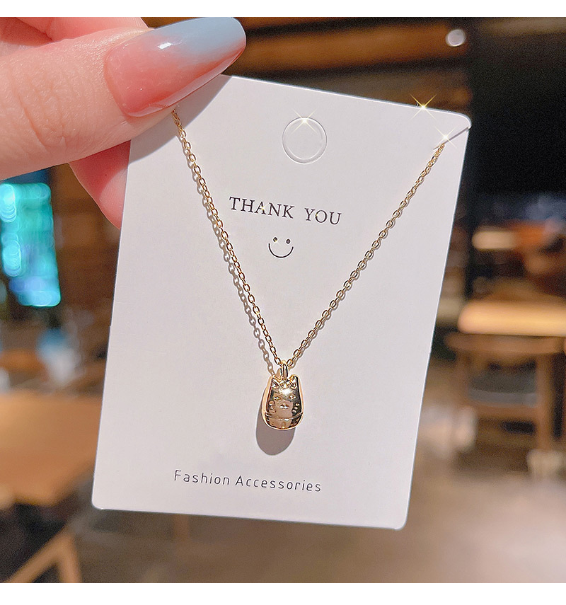 INS Trendy Korean Style Fortune Cat Titanium Steel Necklace Female 2021 TikTok Same Design Sense Valentine Gift Clavicle Chain INS Trendy Korean Style Fortune Cat Titanium Steel Necklace Female 2021 TikTok Same Design Sense Valentine Gift Clavicle Chain