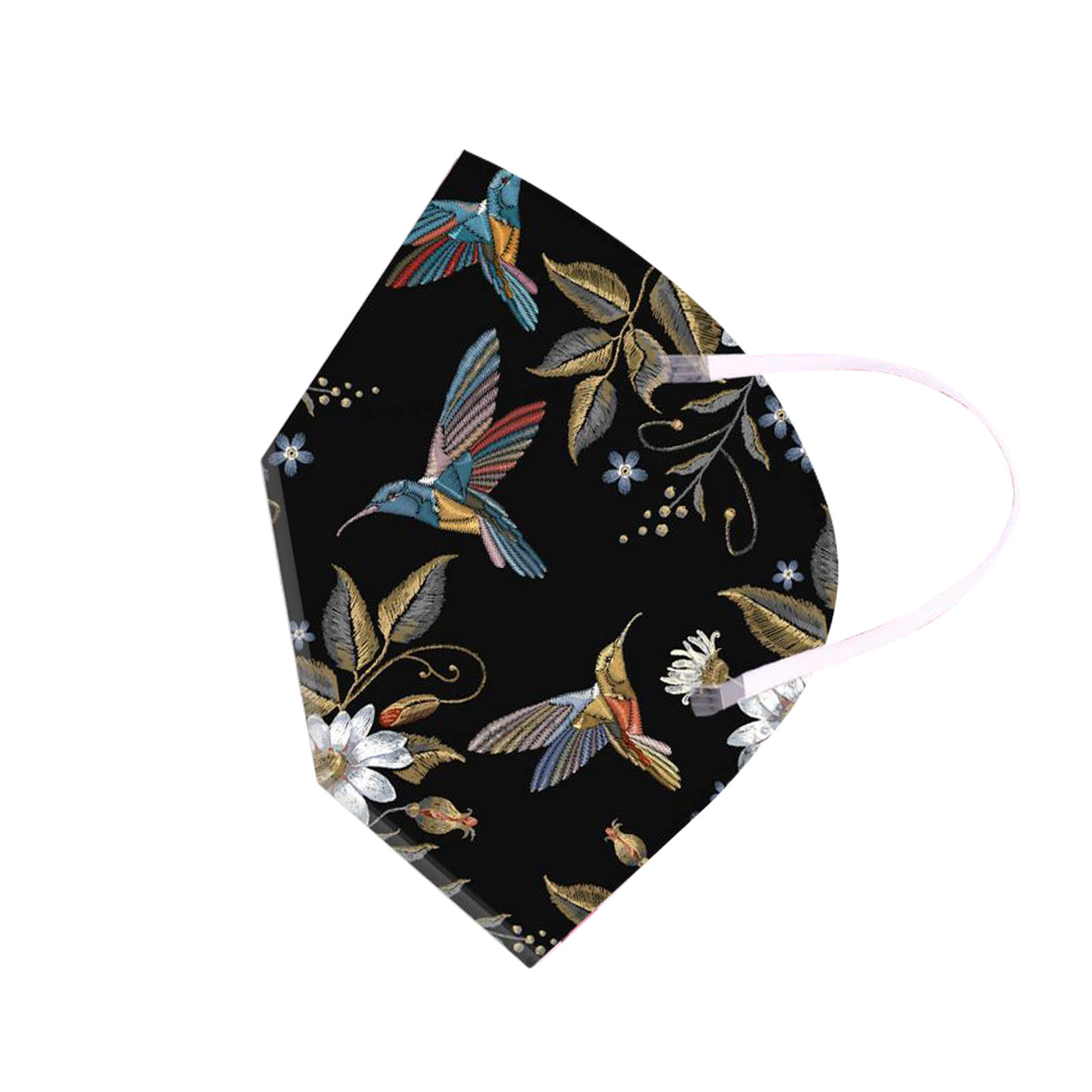Lace Printed KN95 Mask White List Five-Layer Protective Mask Packaging Factory Wholesale Face Mask