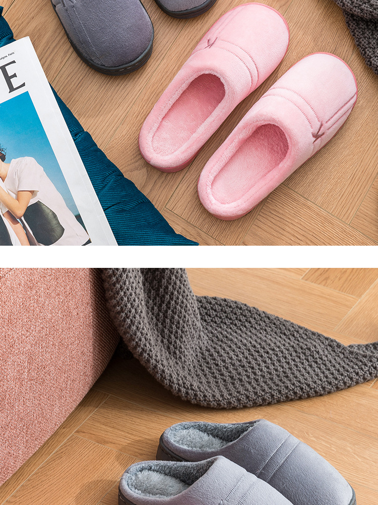 Autumn and Winter Cotton Slippers Female Cute Couple Interior Home Breathable Home Thick Bottom Confinement Woolen Slipper Male Winter