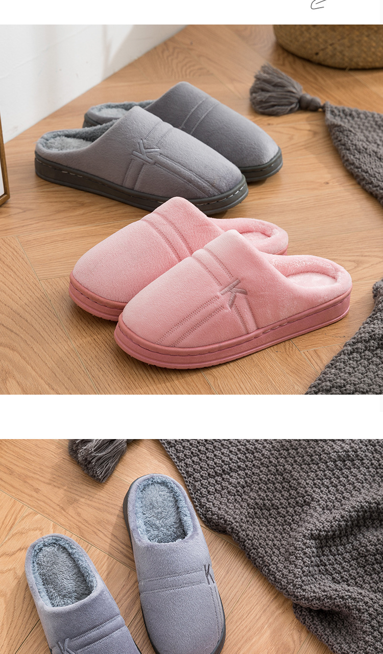 Autumn and Winter Cotton Slippers Female Cute Couple Interior Home Breathable Home Thick Bottom Confinement Woolen Slipper Male Winter