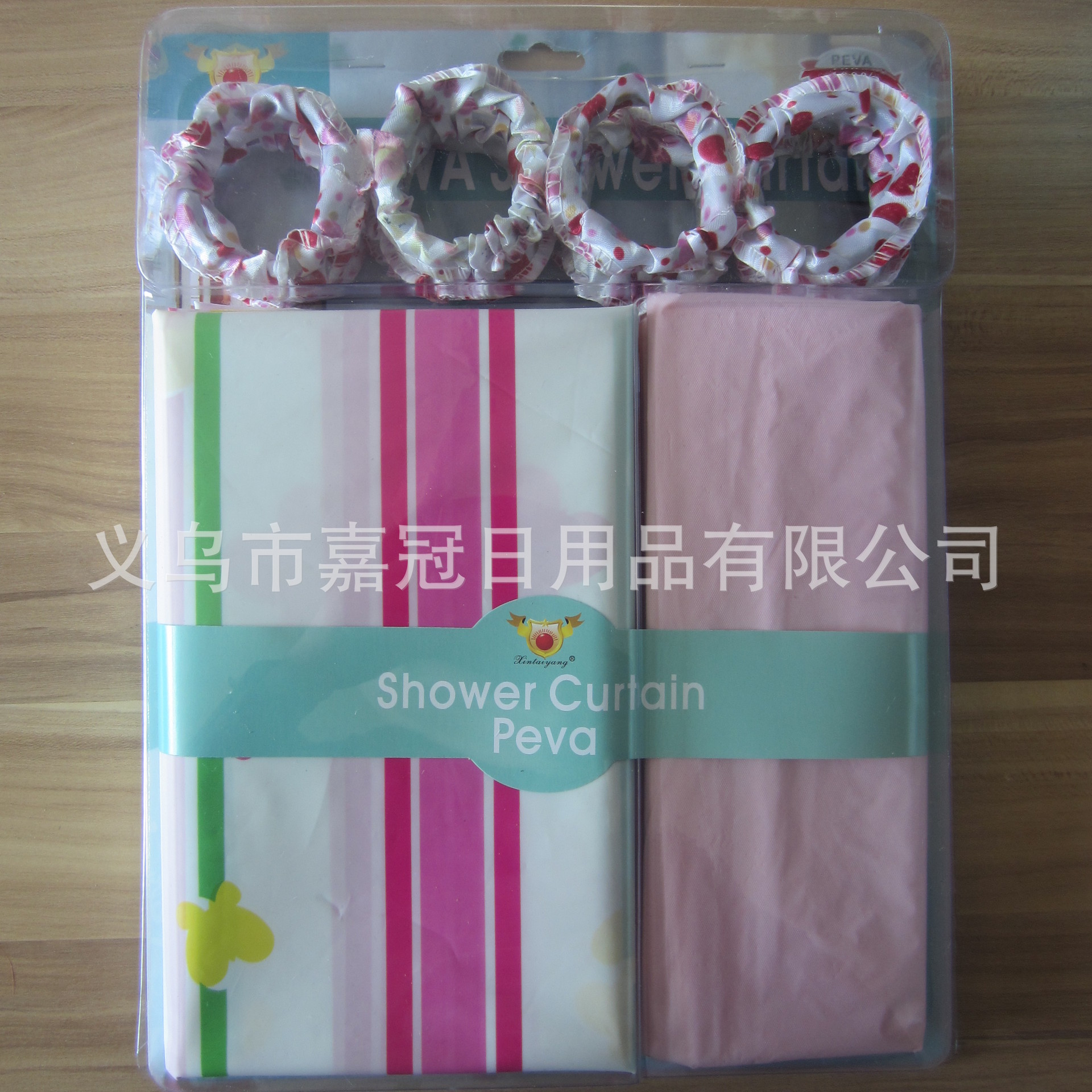 European-style high-grade packaging PEVA bath curtain printing bubble shell packaging fabric hook environmental waterproof and anti-mildew