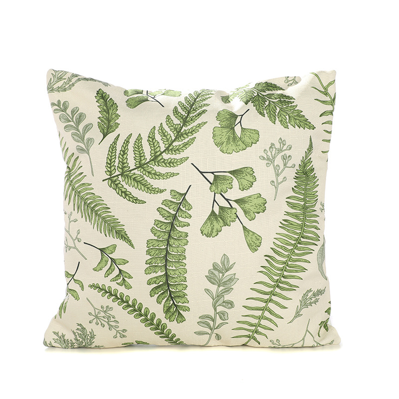 Company Nap Cushion Nordic Style Green Plant Flower Pastoral Bamboo Hemp Super Soft Pillow Car Cushion Customized Wholesale