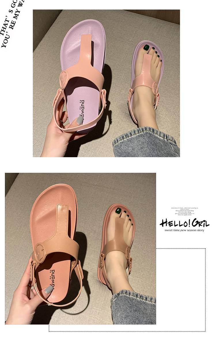 Tawana Dual-Purpose Slippers Cross-Border New Arrival T-Type Flat Beach Candy Color Fashion Outdoor Women's Slipper Wholesale E-Commerce