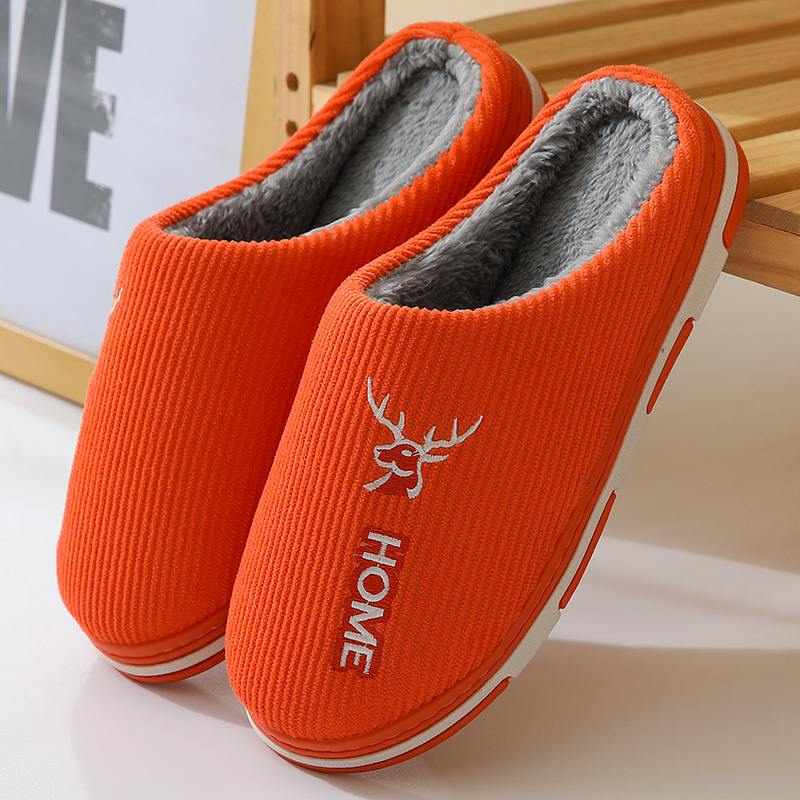 2022 New Cotton Slippers Women's Autumn and Winter Home Indoor Platform Warm Woolen Slipper Floor Slippers Men