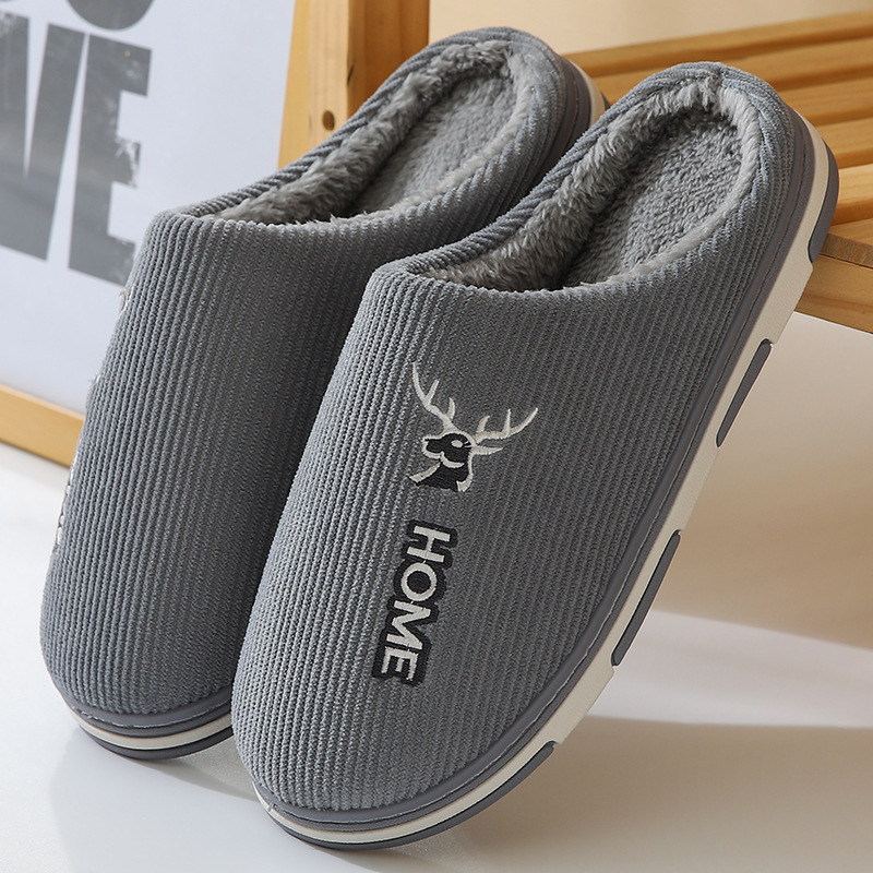 2022 New Cotton Slippers Women's Autumn and Winter Home Indoor Platform Warm Woolen Slipper Floor Slippers Men