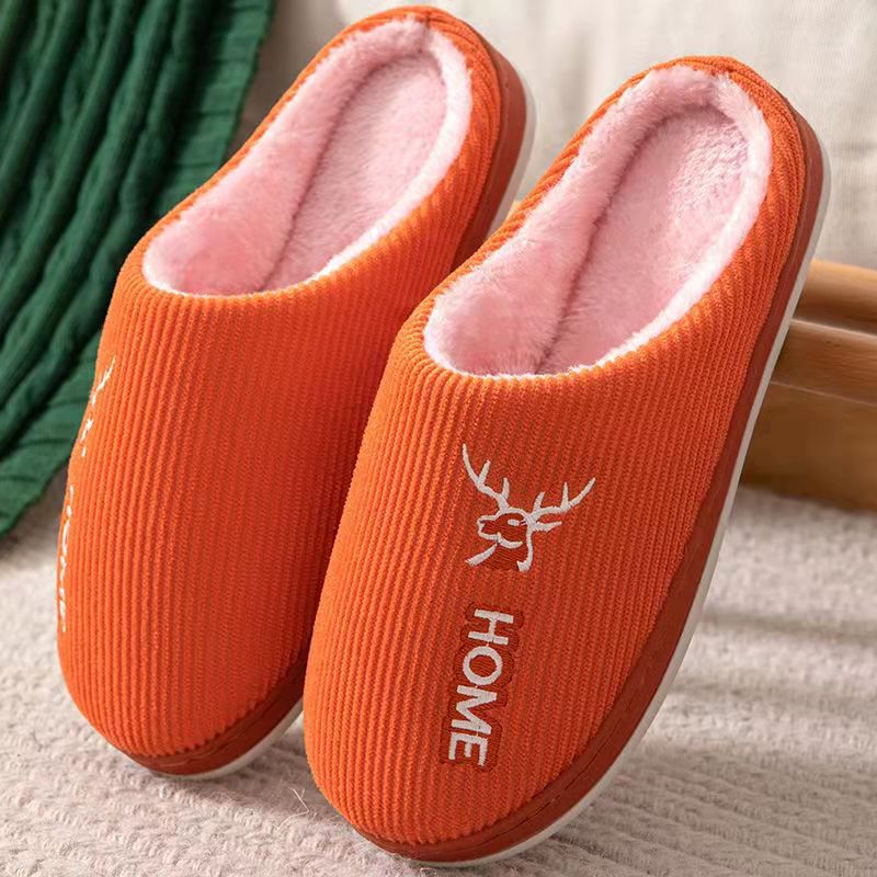 2022 New Cotton Slippers Women's Autumn and Winter Home Indoor Platform Warm Woolen Slipper Floor Slippers Men