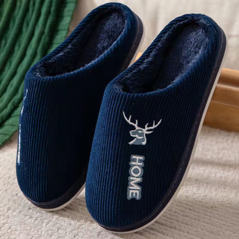 2022 New Cotton Slippers Women's Autumn and Winter Home Indoor Platform Warm Woolen Slipper Floor Slippers Men