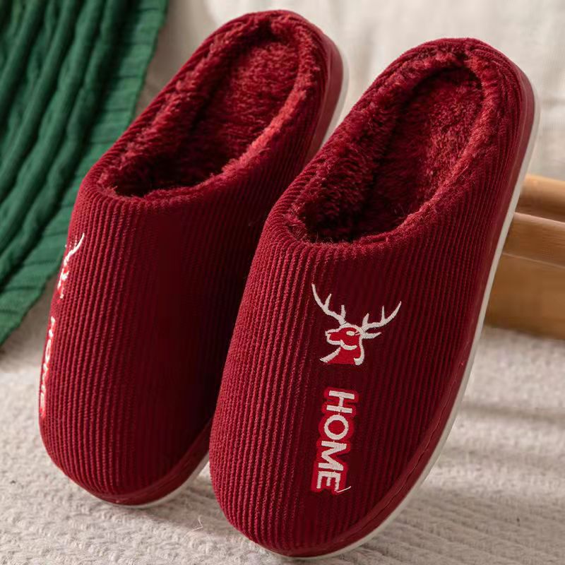 2022 New Cotton Slippers Women's Autumn and Winter Home Indoor Platform Warm Woolen Slipper Floor Slippers Men