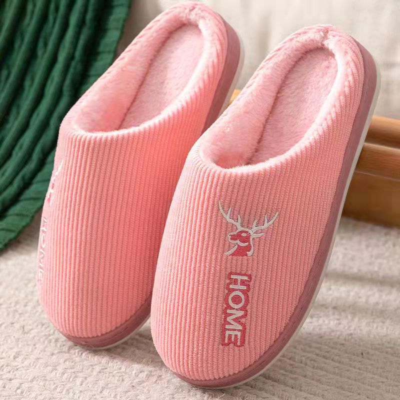 2022 New Cotton Slippers Women's Autumn and Winter Home Indoor Platform Warm Woolen Slipper Floor Slippers Men