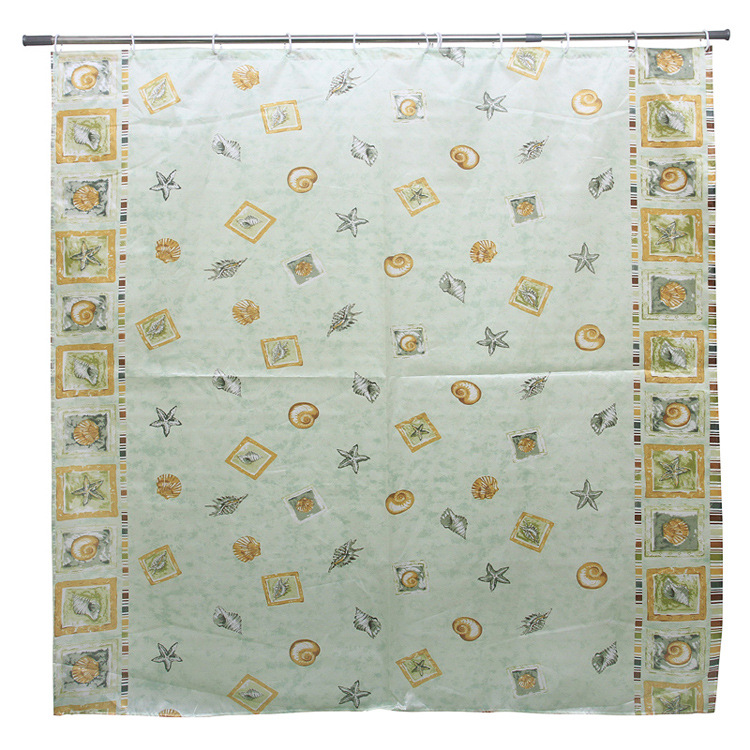 The Shell pattern polyester bath curtain metal copper buttonhole size can be customized