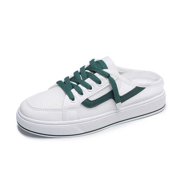 INS Breathable Semi Slipper White Shoes Women 2021 Summer New Running Board Shoes Women Low-Cut Leisure Street Snap Sneakers Bt07