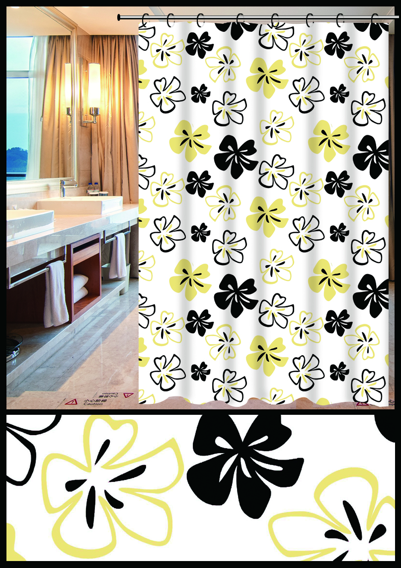 Manufacturers direct home small curtain flower small curtain thickened waterproof small curtain mildew mantra polyester fabric bath curtain