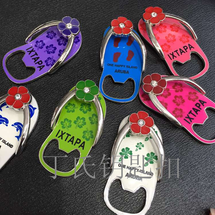 Factory Direct Sales Customized Logo Zinc Alloy Bottle Opener Slipper Shape Bottle Opener with Magnet