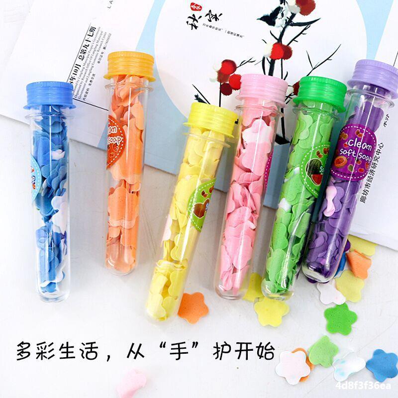 Portable Hand Washing Tablets Multi-Color Soap Flake Soap Slice Outdoor Travel Bottled Test Tube Disposable Soap Sheet Convenient