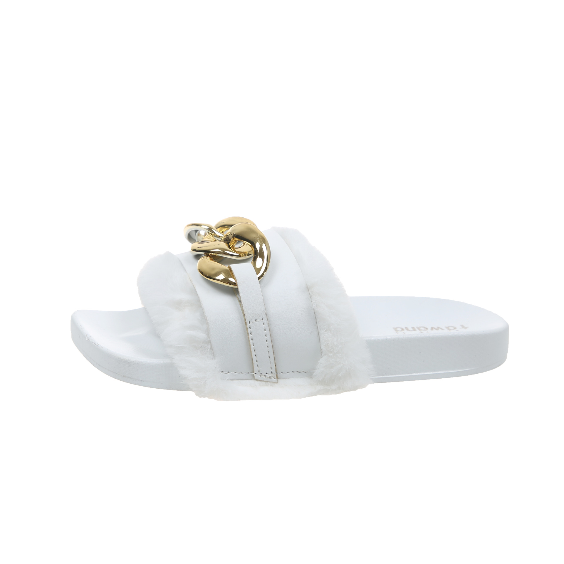2021 Cross-Border E-Commerce New Faux-Metallic Three-Button Fur Slipper One-Word Comfortable Flat Casual Women&#039;s Slipper Wholesale