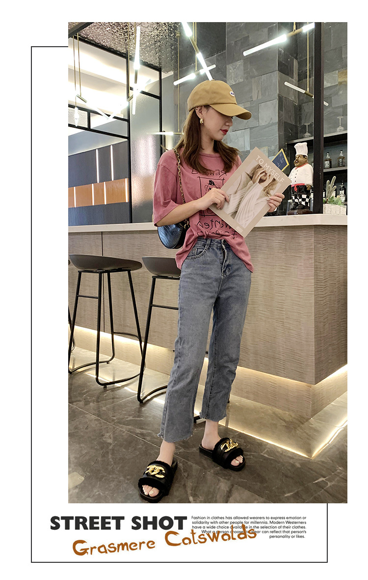 2021 Cross-Border E-Commerce New Faux-Metallic Three-Button Fur Slipper One-Word Comfortable Flat Casual Women's Slipper Wholesale 2021 Cross-Border E-Commerce New Faux-Metallic Three-Button Fur Slipper One-Word Comfortable Flat Casual Women's Slipper Wholesale