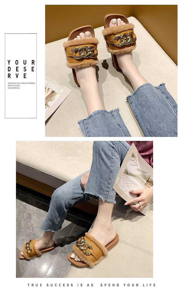 2021 Cross-Border E-Commerce New Faux-Metallic Three-Button Fur Slipper One-Word Comfortable Flat Casual Women's Slipper Wholesale 2021 Cross-Border E-Commerce New Faux-Metallic Three-Button Fur Slipper One-Word Comfortable Flat Casual Women's Slipper Wholesale