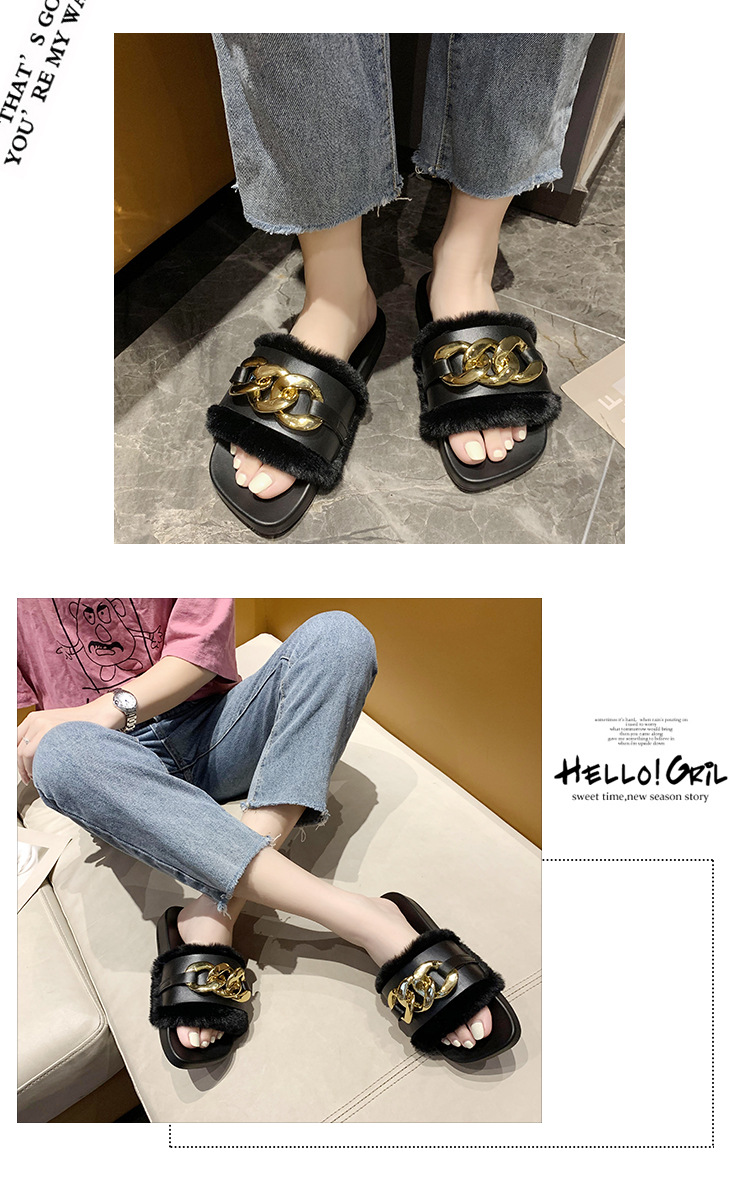 2021 Cross-Border E-Commerce New Faux-Metallic Three-Button Fur Slipper One-Word Comfortable Flat Casual Women's Slipper Wholesale 2021 Cross-Border E-Commerce New Faux-Metallic Three-Button Fur Slipper One-Word Comfortable Flat Casual Women's Slipper Wholesale