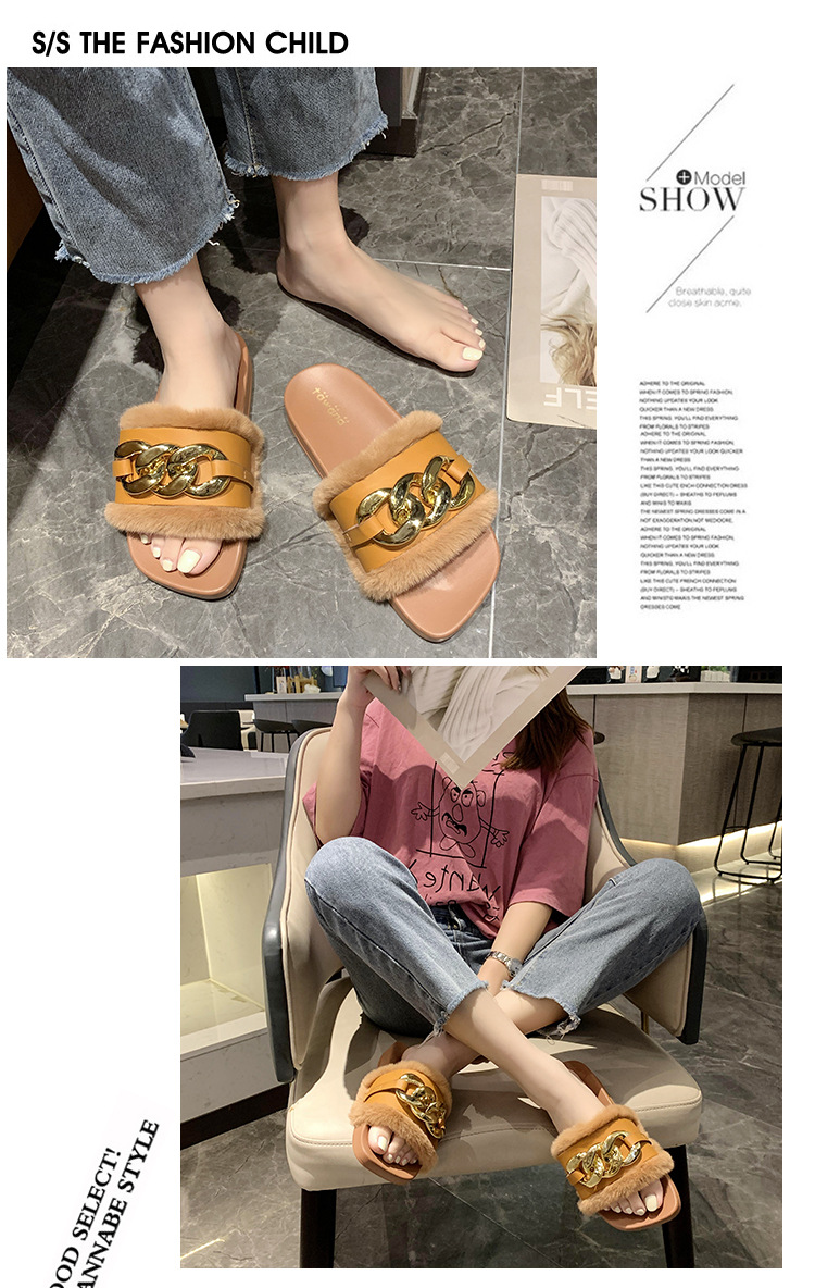 2021 Cross-Border E-Commerce New Faux-Metallic Three-Button Fur Slipper One-Word Comfortable Flat Casual Women's Slipper Wholesale 2021 Cross-Border E-Commerce New Faux-Metallic Three-Button Fur Slipper One-Word Comfortable Flat Casual Women's Slipper Wholesale