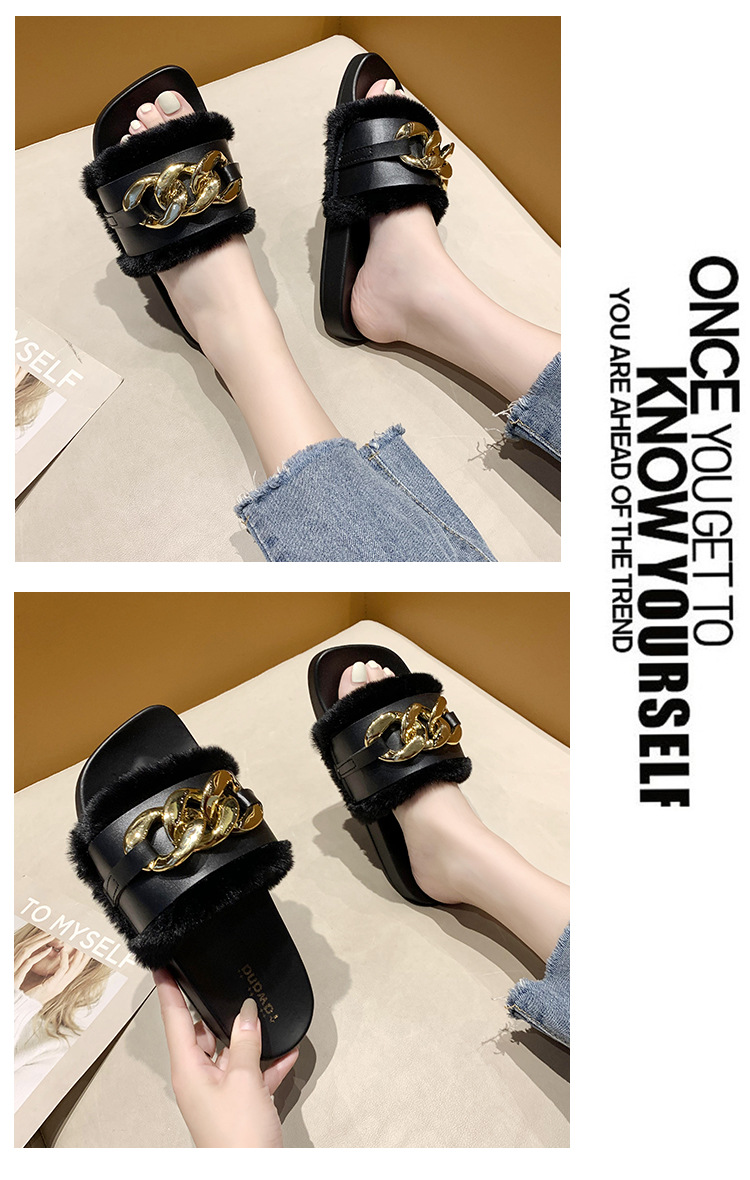 2021 Cross-Border E-Commerce New Faux-Metallic Three-Button Fur Slipper One-Word Comfortable Flat Casual Women's Slipper Wholesale 2021 Cross-Border E-Commerce New Faux-Metallic Three-Button Fur Slipper One-Word Comfortable Flat Casual Women's Slipper Wholesale