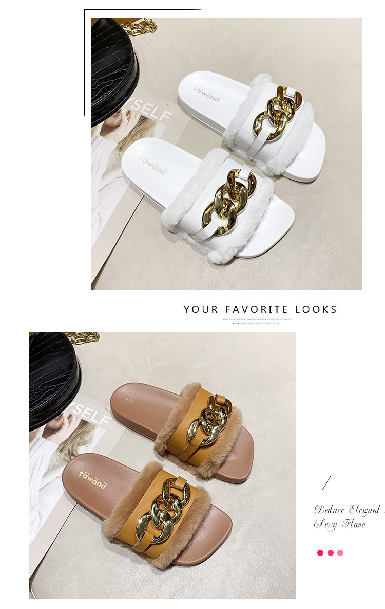 2021 Cross-Border E-Commerce New Faux-Metallic Three-Button Fur Slipper One-Word Comfortable Flat Casual Women's Slipper Wholesale 2021 Cross-Border E-Commerce New Faux-Metallic Three-Button Fur Slipper One-Word Comfortable Flat Casual Women's Slipper Wholesale