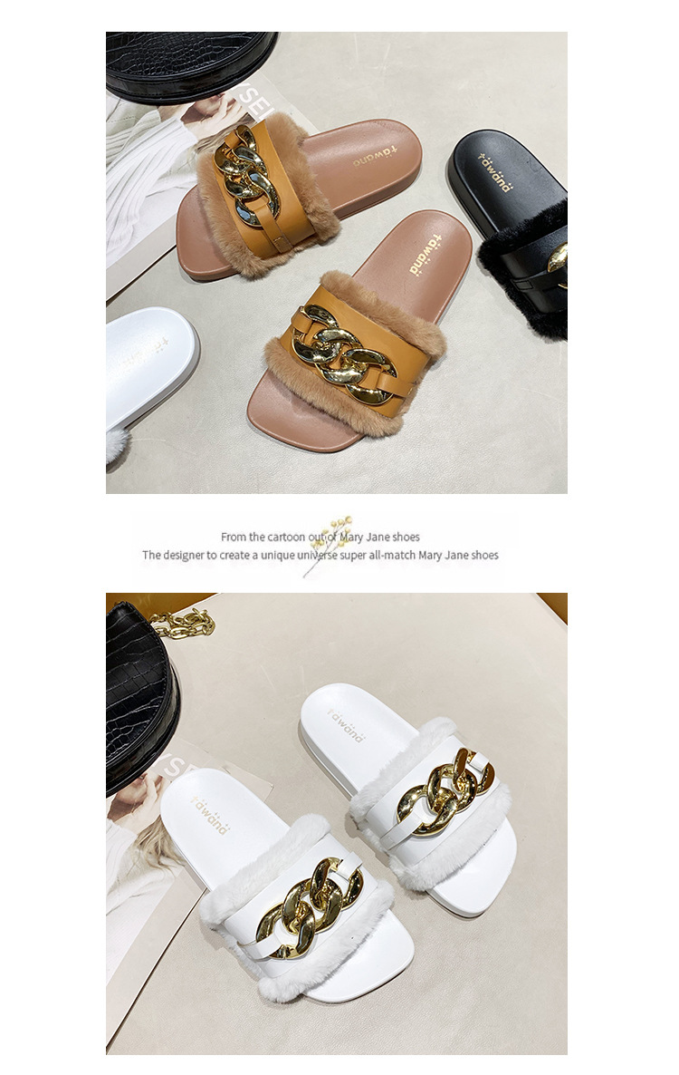 2021 Cross-Border E-Commerce New Faux-Metallic Three-Button Fur Slipper One-Word Comfortable Flat Casual Women's Slipper Wholesale 2021 Cross-Border E-Commerce New Faux-Metallic Three-Button Fur Slipper One-Word Comfortable Flat Casual Women's Slipper Wholesale