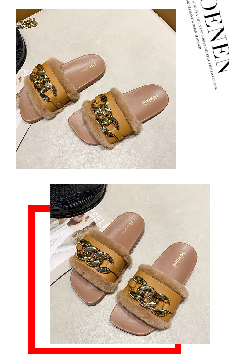 2021 Cross-Border E-Commerce New Faux-Metallic Three-Button Fur Slipper One-Word Comfortable Flat Casual Women's Slipper Wholesale 2021 Cross-Border E-Commerce New Faux-Metallic Three-Button Fur Slipper One-Word Comfortable Flat Casual Women's Slipper Wholesale
