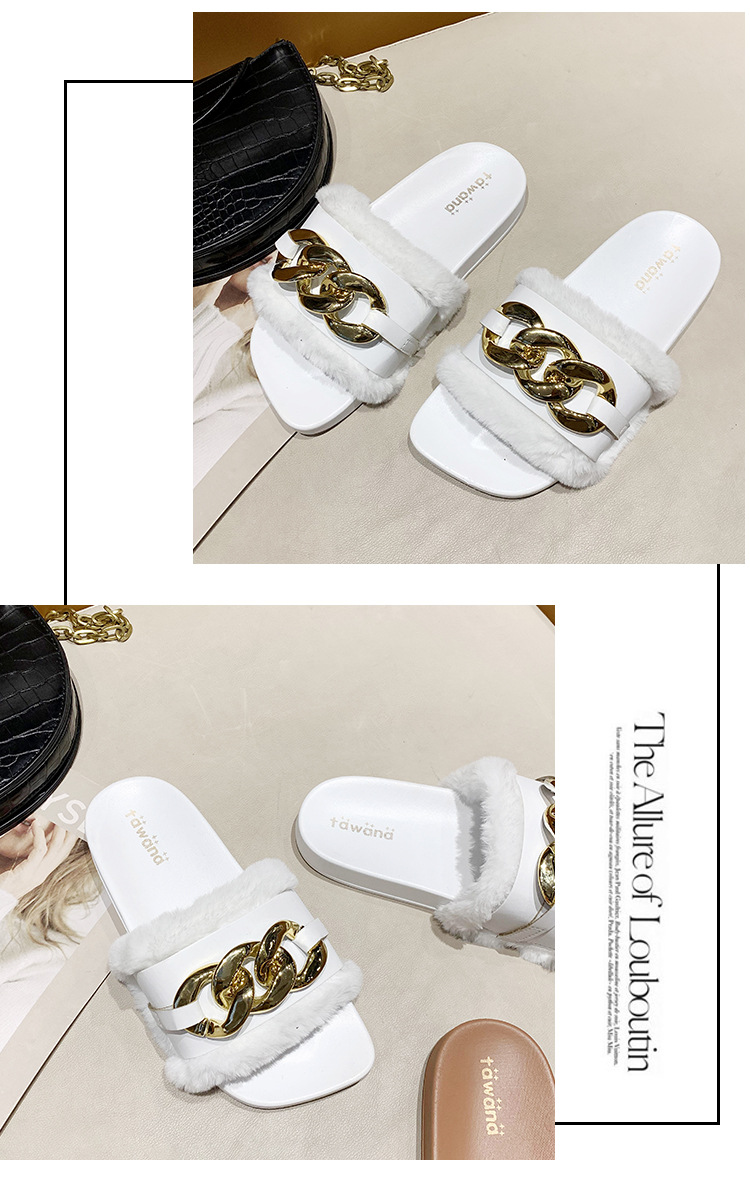 2021 Cross-Border E-Commerce New Faux-Metallic Three-Button Fur Slipper One-Word Comfortable Flat Casual Women's Slipper Wholesale 2021 Cross-Border E-Commerce New Faux-Metallic Three-Button Fur Slipper One-Word Comfortable Flat Casual Women's Slipper Wholesale