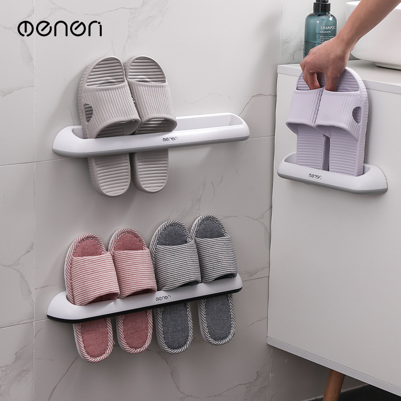 Bathroom Slipper Rack Wall-Mounted Plastic Shoes Storage Rack Simple Bathroom Japanese Storage Rack Double Row Slippers Shelf