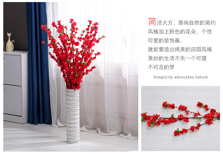 Factory Wholesale Decoration Raw Silk Artificial Flower Artificial Peach Tree Ornamental Flower 6-Branch Artificial Peach Blossom