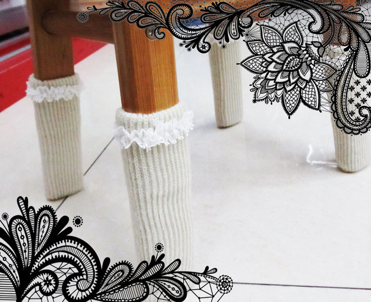 Knitted lace table foot set foot / chair / table / chair pad foot cover protective cover / desk legs and chairs mat Knitted lace table foot set foot / chair / table / chair pad foot cover protective cover / desk legs and chairs mat
