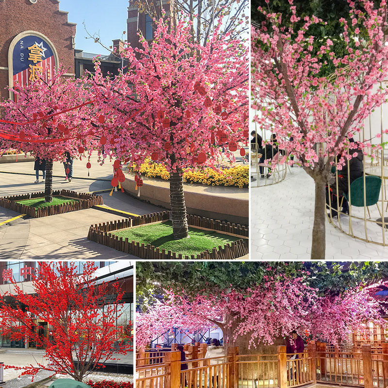 Simulation Peach Branches Artificial/Fake Flower Raw Silk Ornamental Flower Artificial Peach Tree Hotel Wedding Soft Dress Floral