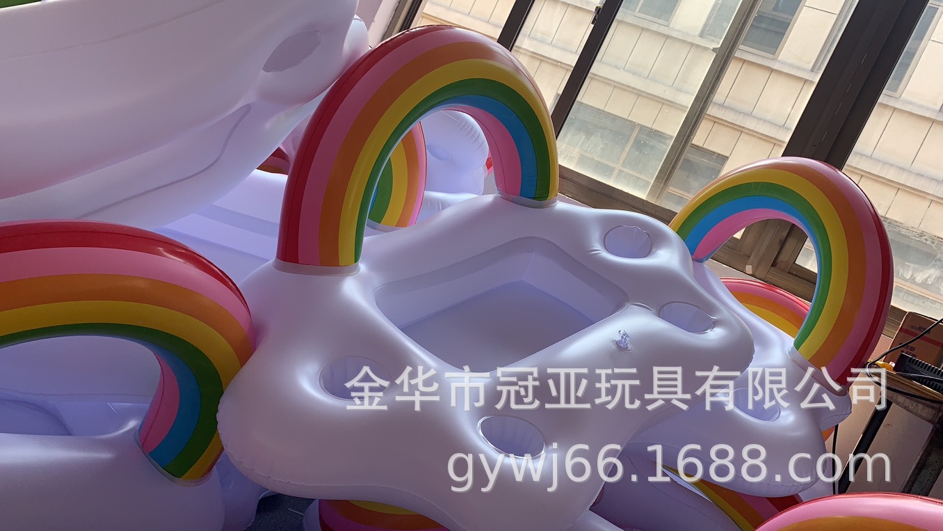 4-Hole PVC Inflatable Float Rainbow Ice Bar Coconut Coaster Mushroom Umbrella Cup Saucer Drink Tray Cup Holder
