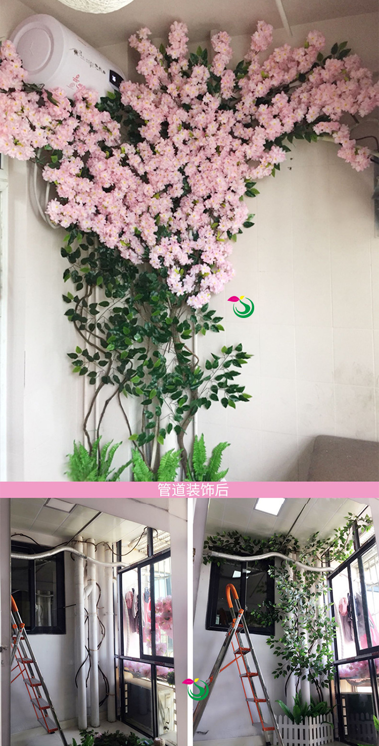 Artificial Cherry Blossom Peach Tree Rattan Wedding Wedding New Year Wall Decoration Fake Trees Green Leaf Vine Decorative Pipe Artificial Cherry Blossom Peach Tree Rattan Wedding Wedding New Year Wall Decoration Fake Trees Green Leaf Vine Decorative Pipe