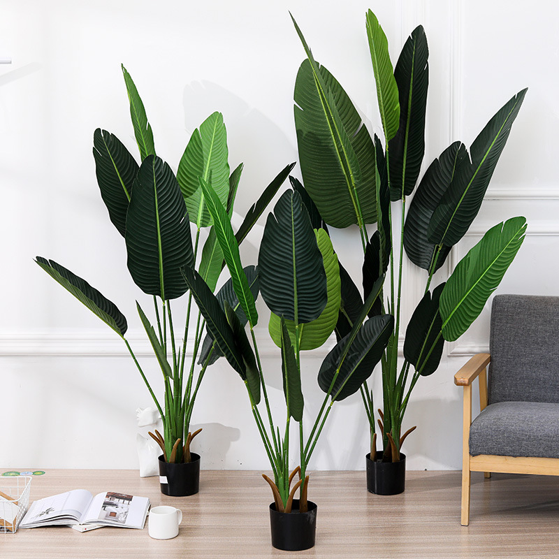 Imitative Tree Plants Green Plants Potted Indoor Living Room Large Artificial Bonsai Floor Ornaments Bird of Paradise Simulation Ravenala