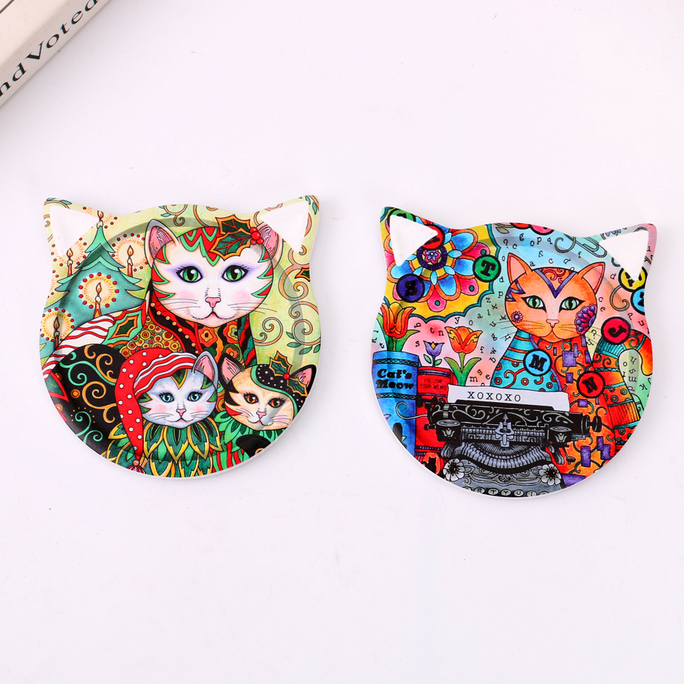 Cute Cat Pattern Decoration LIERSHERF Ceramic Potholder Coffee Cup Mat Heat Proof Mat Dining Table Cushion Bowl Coaster Cup Coaster
