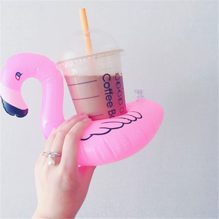 In Stock Ins Hot Sale Fruit Watermelon Lemon Pineapple Cup Holder Inflatable Water Coaster Floating Beverage Cup Holder