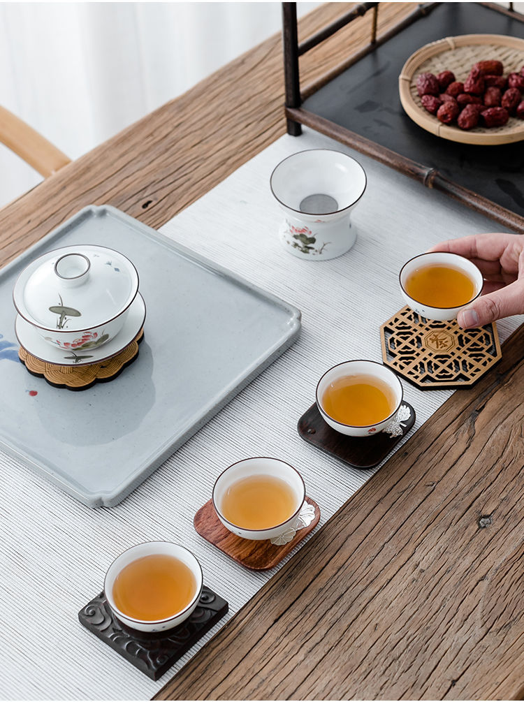 Ebony Solid Wood Tea Mat Coaster Teacup Mat Tea Ceremony Kombucha Cup Saucer Saucer Set Japanese Tea Utensils Combination Ebony Solid Wood Tea Mat Coaster Teacup Mat Tea Ceremony Kombucha Cup Saucer Saucer Set Japanese Tea Utensils Combination