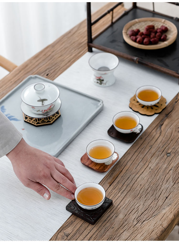 Ebony Solid Wood Tea Mat Coaster Teacup Mat Tea Ceremony Kombucha Cup Saucer Saucer Set Japanese Tea Utensils Combination Ebony Solid Wood Tea Mat Coaster Teacup Mat Tea Ceremony Kombucha Cup Saucer Saucer Set Japanese Tea Utensils Combination