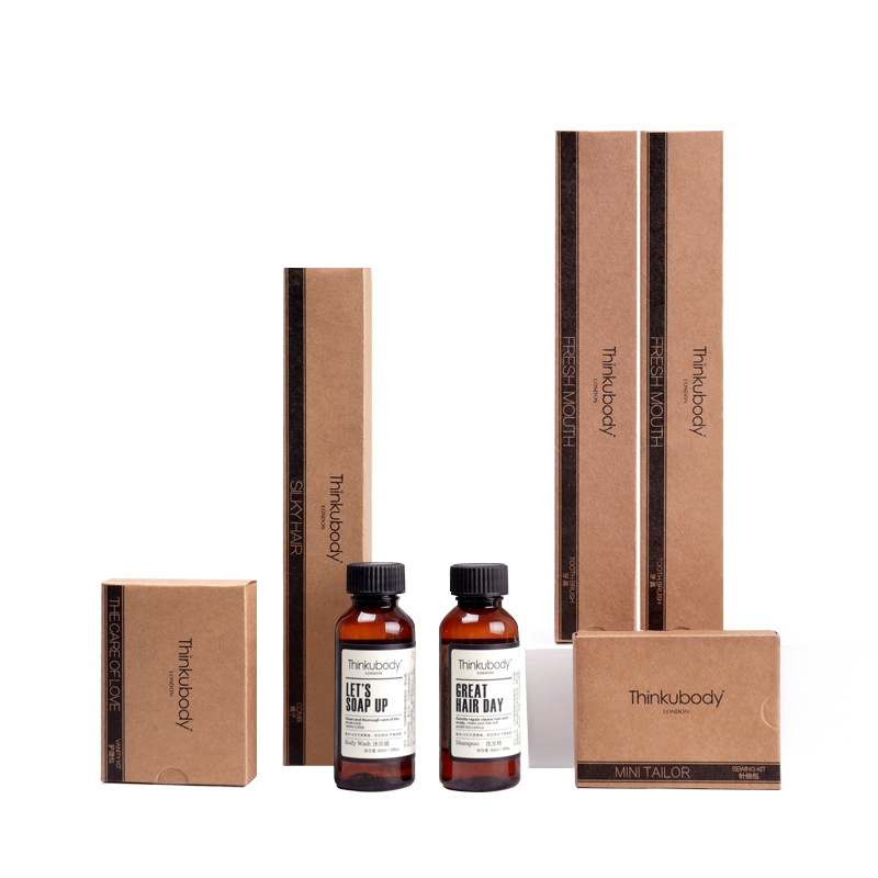 Wholesale British Thinkubody Hotel Disposable Toothbrush Toothpaste Set Toiletries Shampoo Shower Gel
