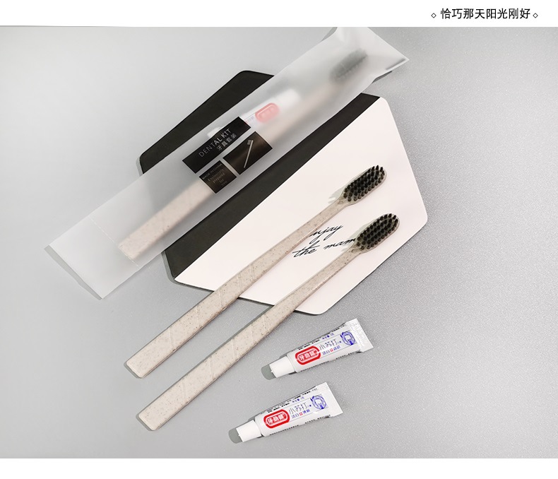 Junbo E-Sports Hotel Disposable Toothbrush Toothpaste Set B & B Straw Soft-Bristle Toothbrush Frosted Soft-Film Bag