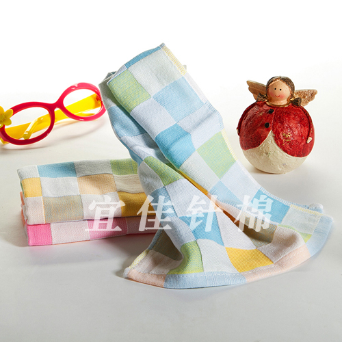 Factory direct gauze Plaid towel boy/not afford to soft absorbent towel/kindergarten sweat-absorbent towel Factory direct gauze Plaid towel boy/not afford to soft absorbent towel/kindergarten sweat-absorbent towel