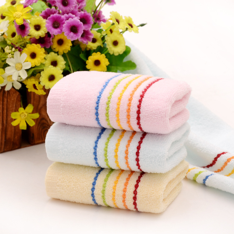Pure cotton children&#039;s towel soft water absorbent non twist skin baby small towel rainbow child towel