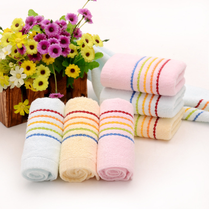 Pure cotton children's towel soft water absorbent non twist skin baby small towel rainbow child towel